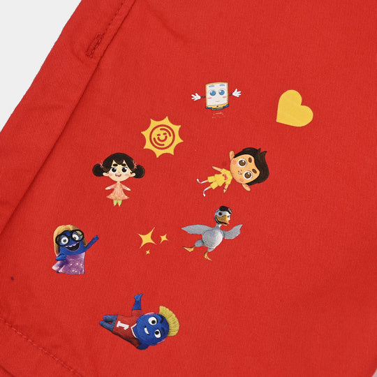 Boys Cotton Twill Short YOUNG PIPER-RED