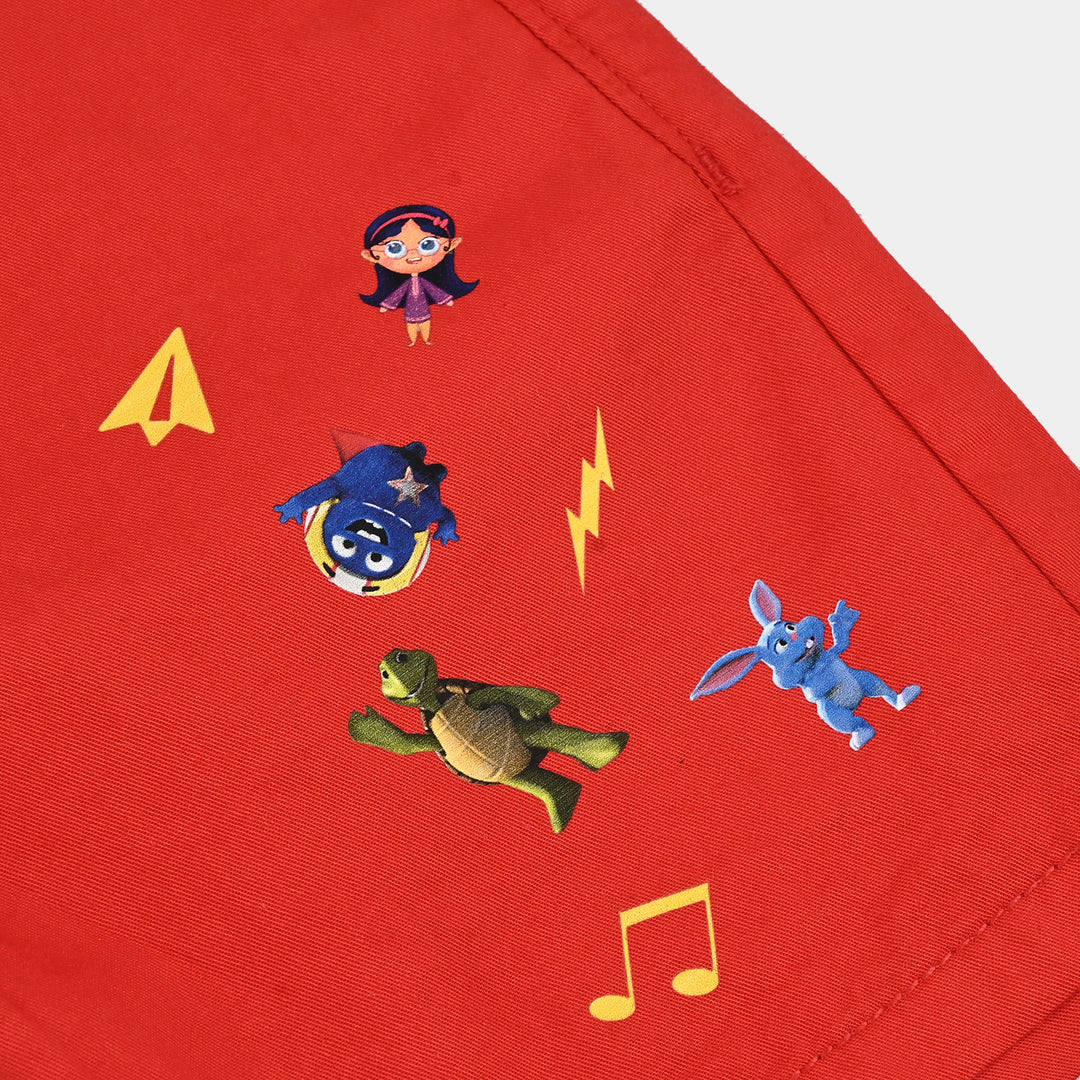 Boys Cotton Twill Short YOUNG PIPER-RED