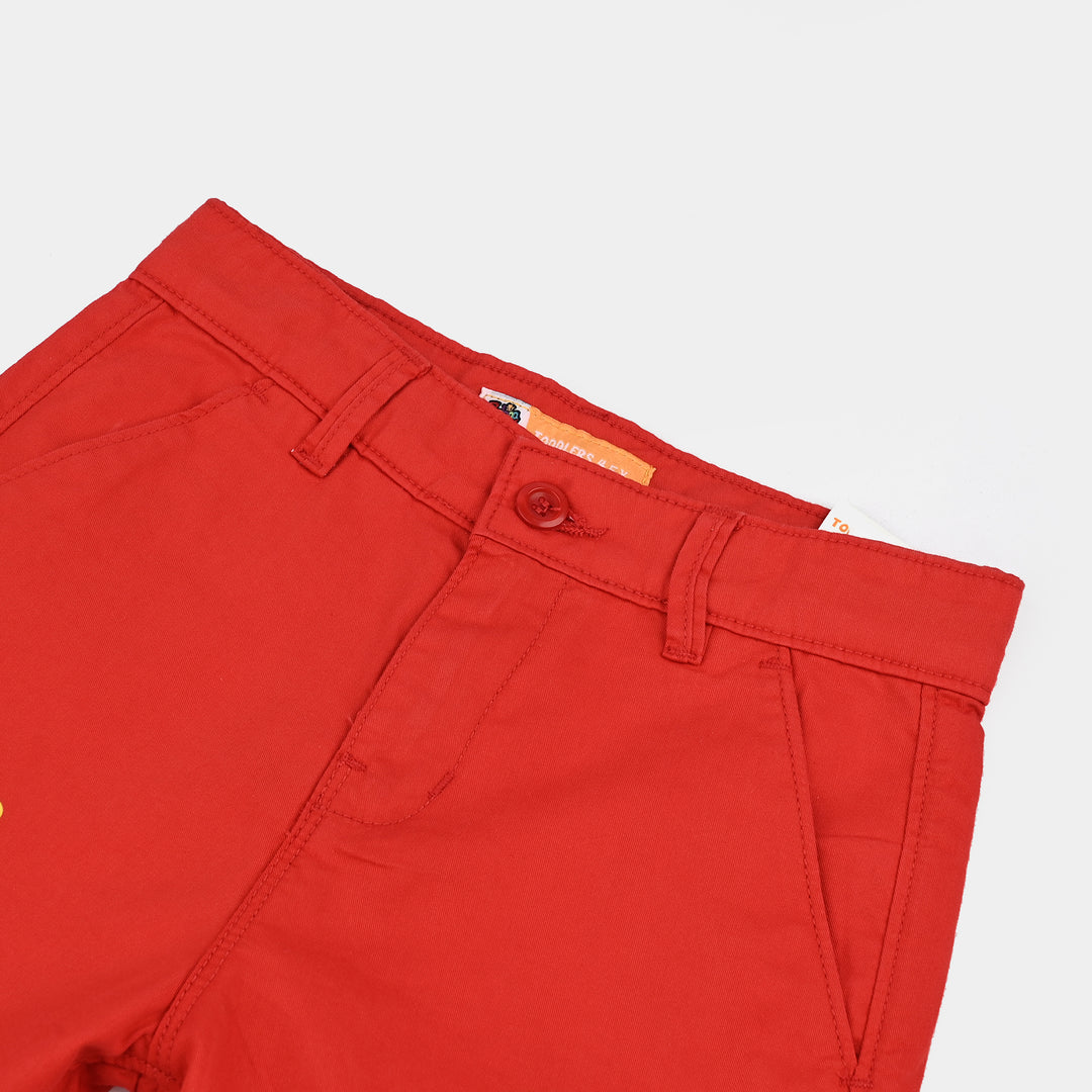Boys Cotton Twill Short YOUNG PIPER-RED