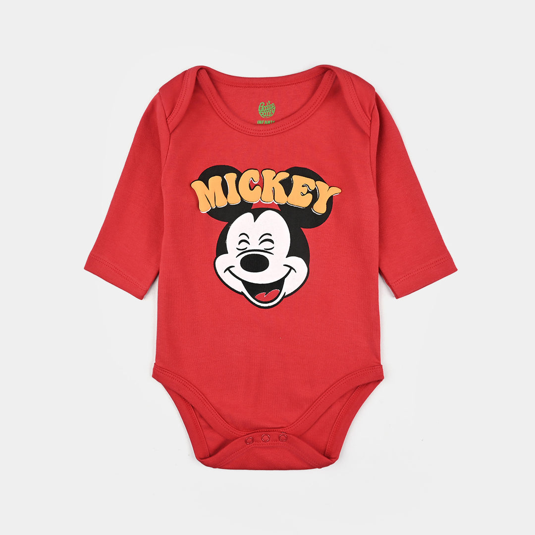 Infant Boys Cotton Interlock Basic Romper Character - Red