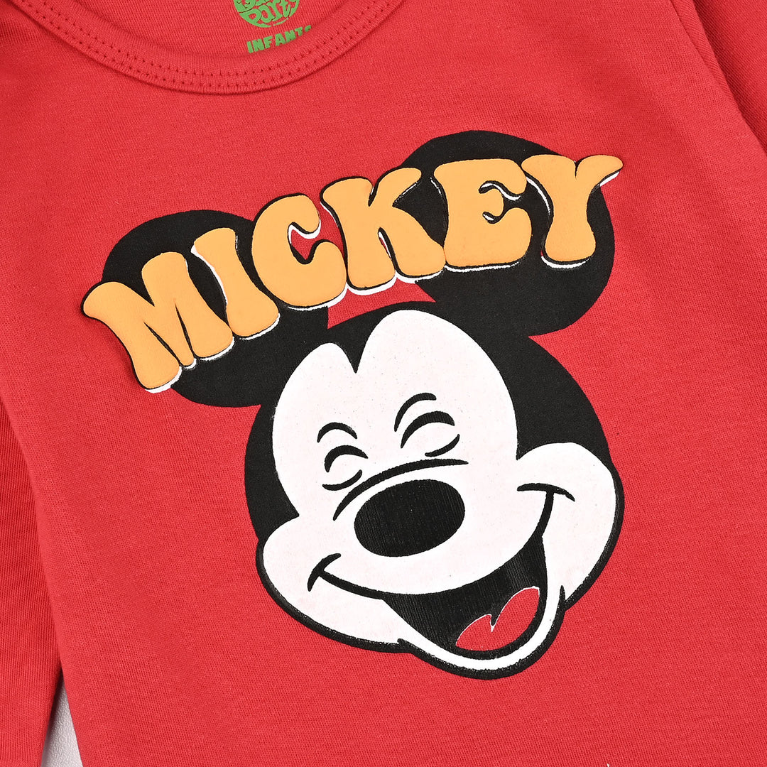 Infant Boys Cotton Interlock Basic Romper Character - Red