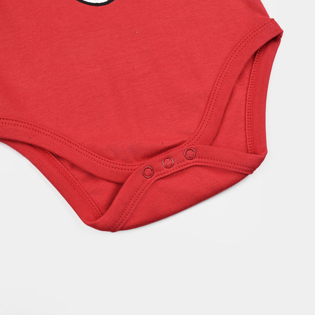 Infant Boys Cotton Interlock Basic Romper Character - Red