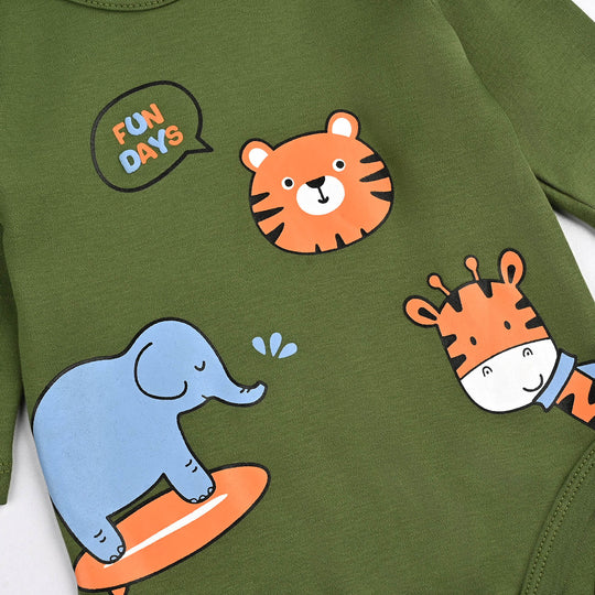 Infant Boys Cotton Interlock Basic Romper Fun Days