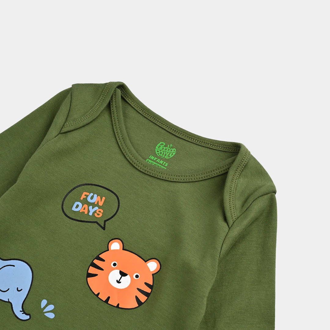 Infant Boys Cotton Interlock Basic Romper Fun Days