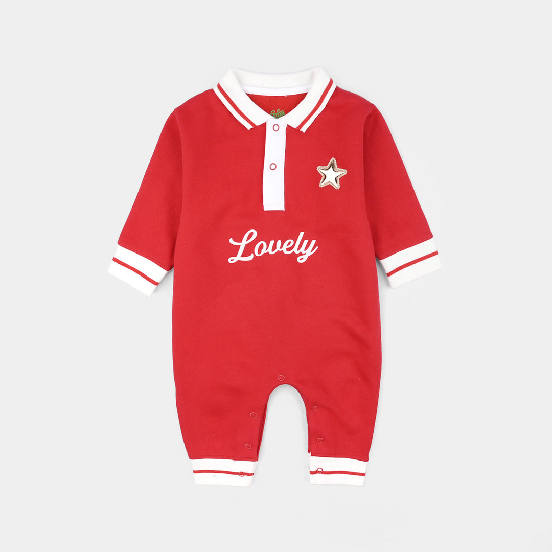 Infant Girl Fleece Romper - Red