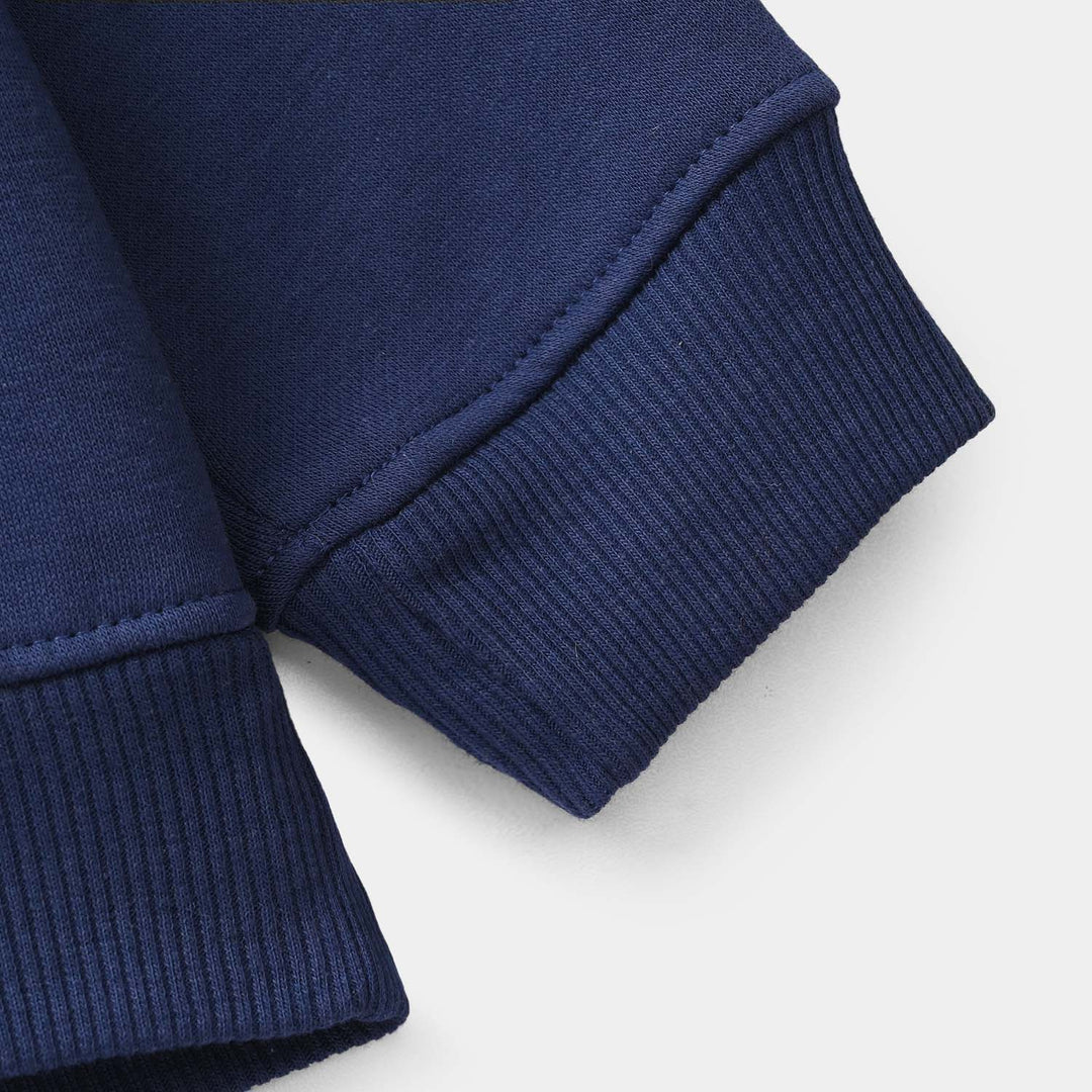 Girls Fleece Jacket Flowers - Navy