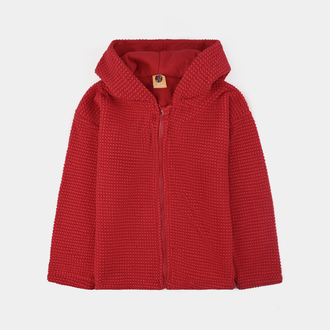 Girls Sherpa Jacket Red Fancy-RED