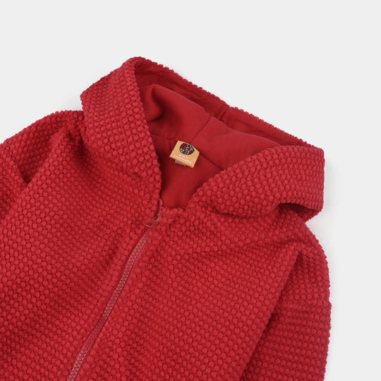 Girls Sherpa Jacket Red Fancy-RED