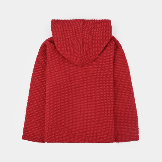 Girls Sherpa Jacket Red Fancy-RED