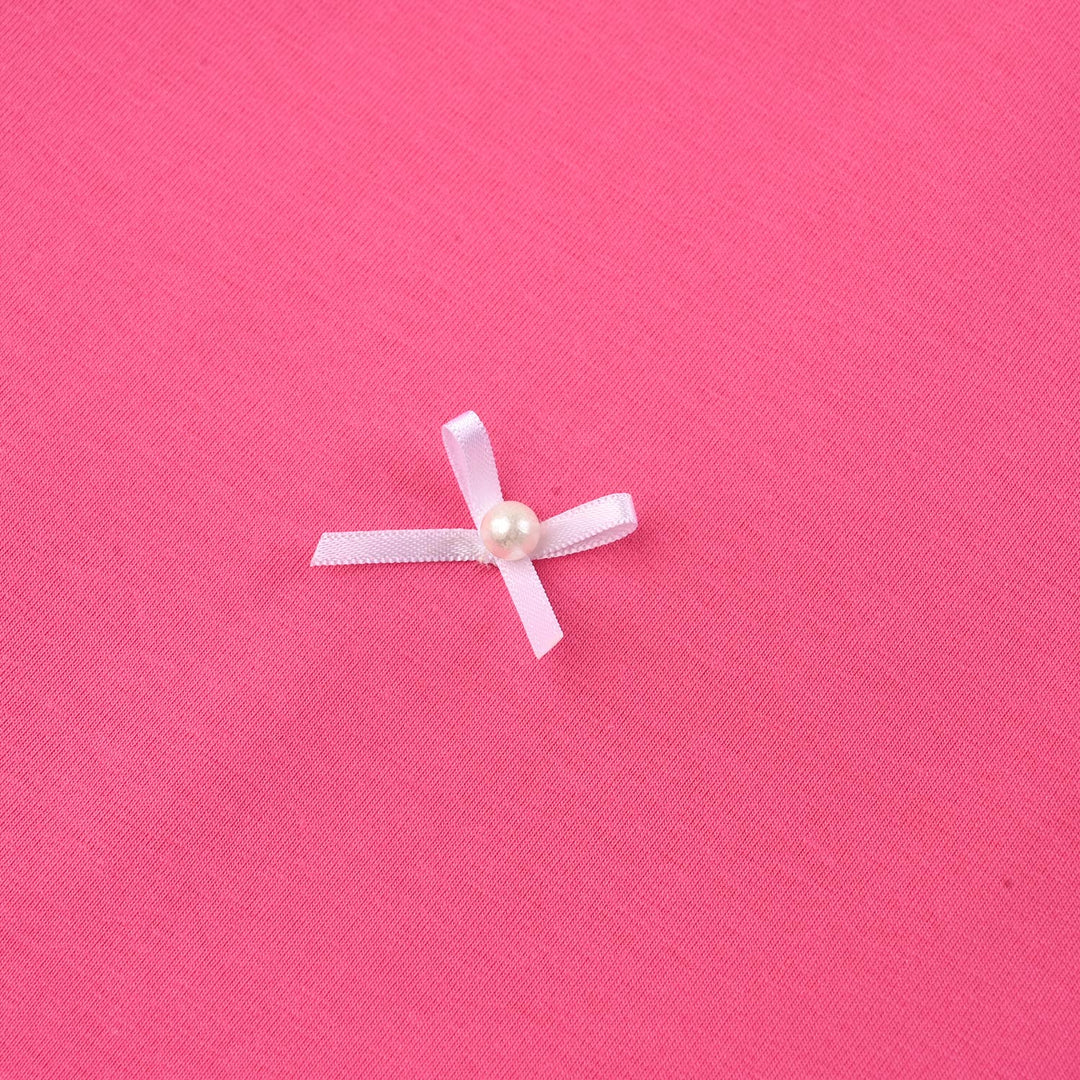 Girls Jacquard Jersey T-Shirt F/S BOWS-PINK