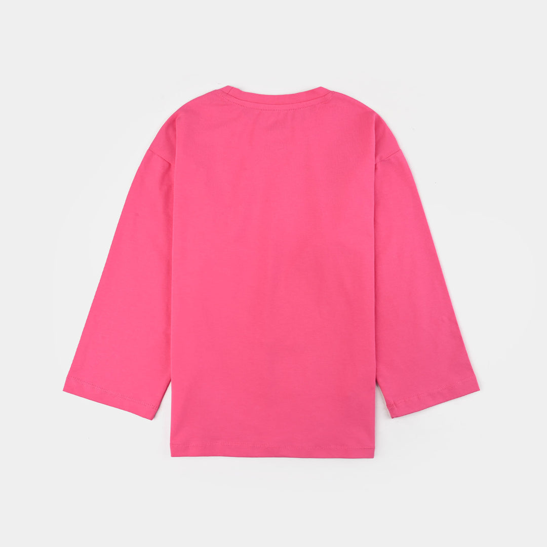 Girls Jacquard Jersey T-Shirt F/S BOWS-PINK
