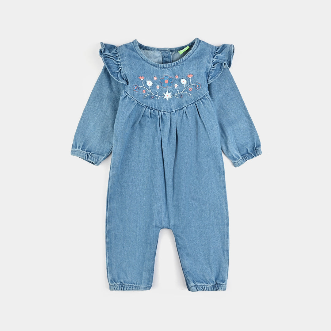 Infant Girls Denim (Light Denim) Romper-Love Stitch-BLUE