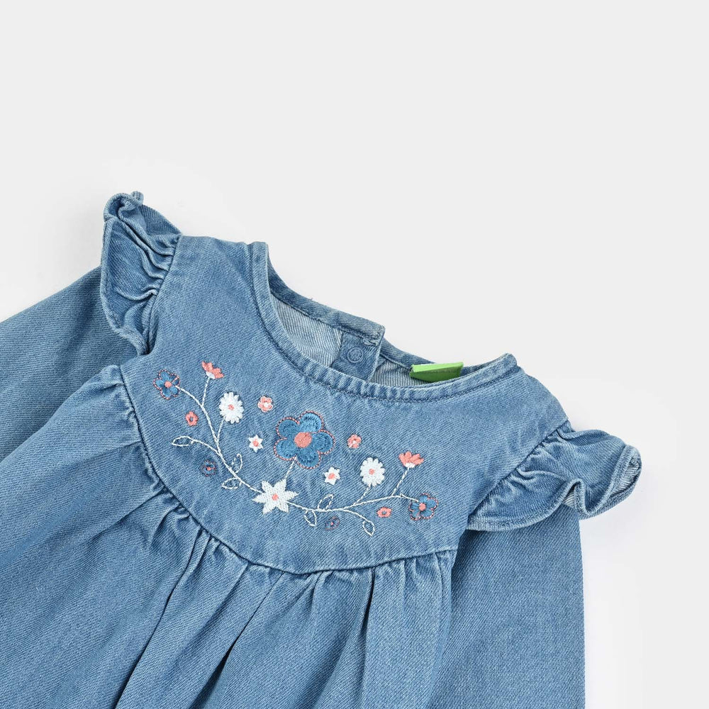 Infant Girls Denim (Light Denim) Romper-Love Stitch-BLUE