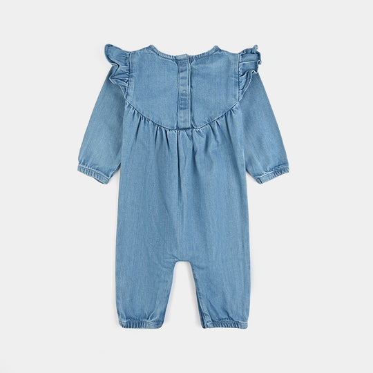 Infant Girls Denim (Light Denim) Romper-Love Stitch-BLUE
