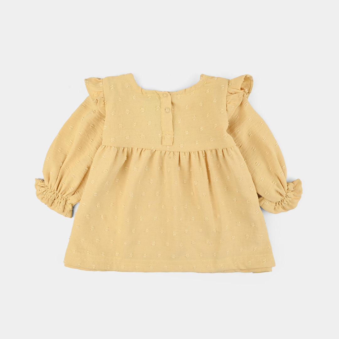 Infant Girls Cotton Jacquard 2 Pc Suit-Bloom Hues-Yellow