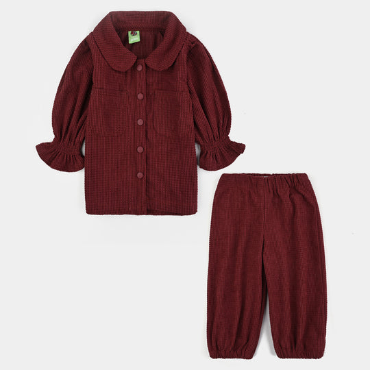 Infant Girls Corduroy 2 Pc Suit-Mini Chic-MAROON