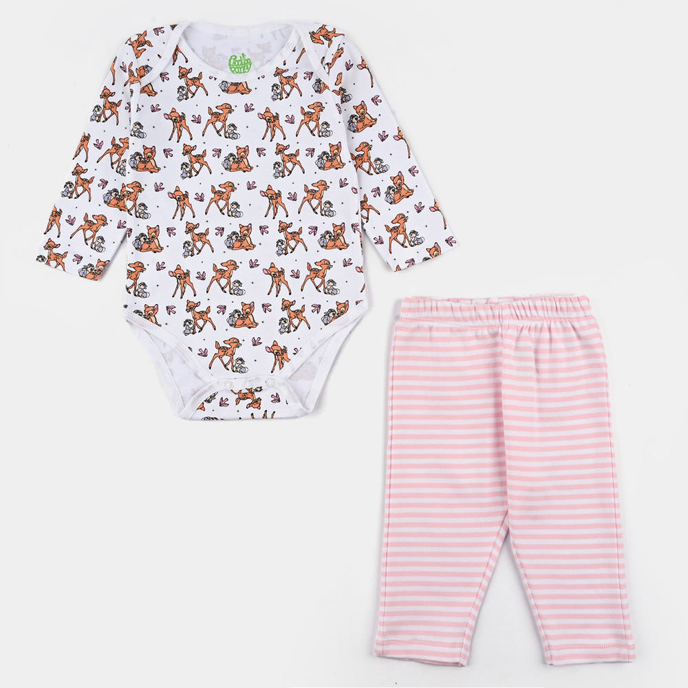 Infant Girls Cotton Interlock Bambi 6 Piece Set - White