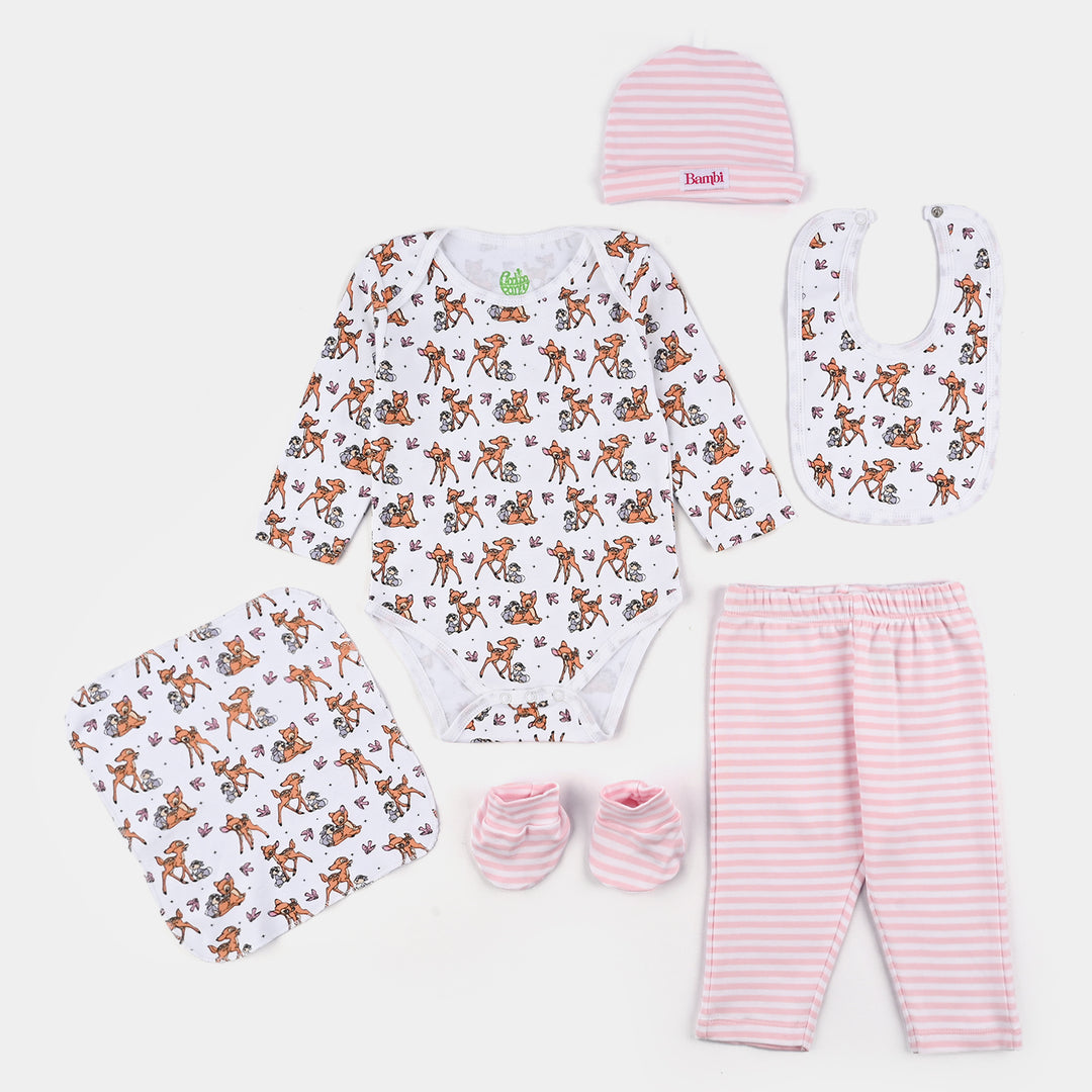 Infant Girls Cotton Interlock Bambi 6 Piece Set - White