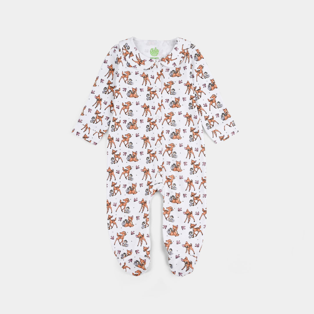 Infant Girls Cotton Interlock Romper - White