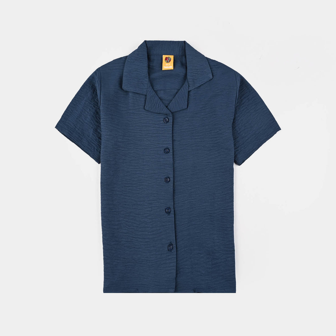 Girls Viscose Woven Nightwear -Basic-BLUE