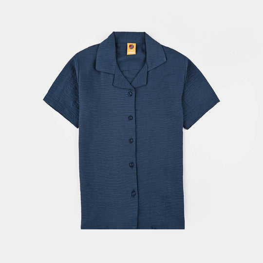 Girls Viscose Woven Nightwear -Basic-BLUE
