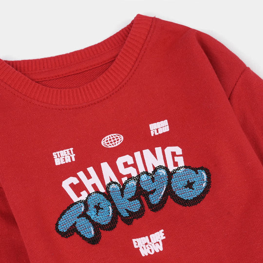 Infant Boys Cotton Terry Sweatshirt - Red