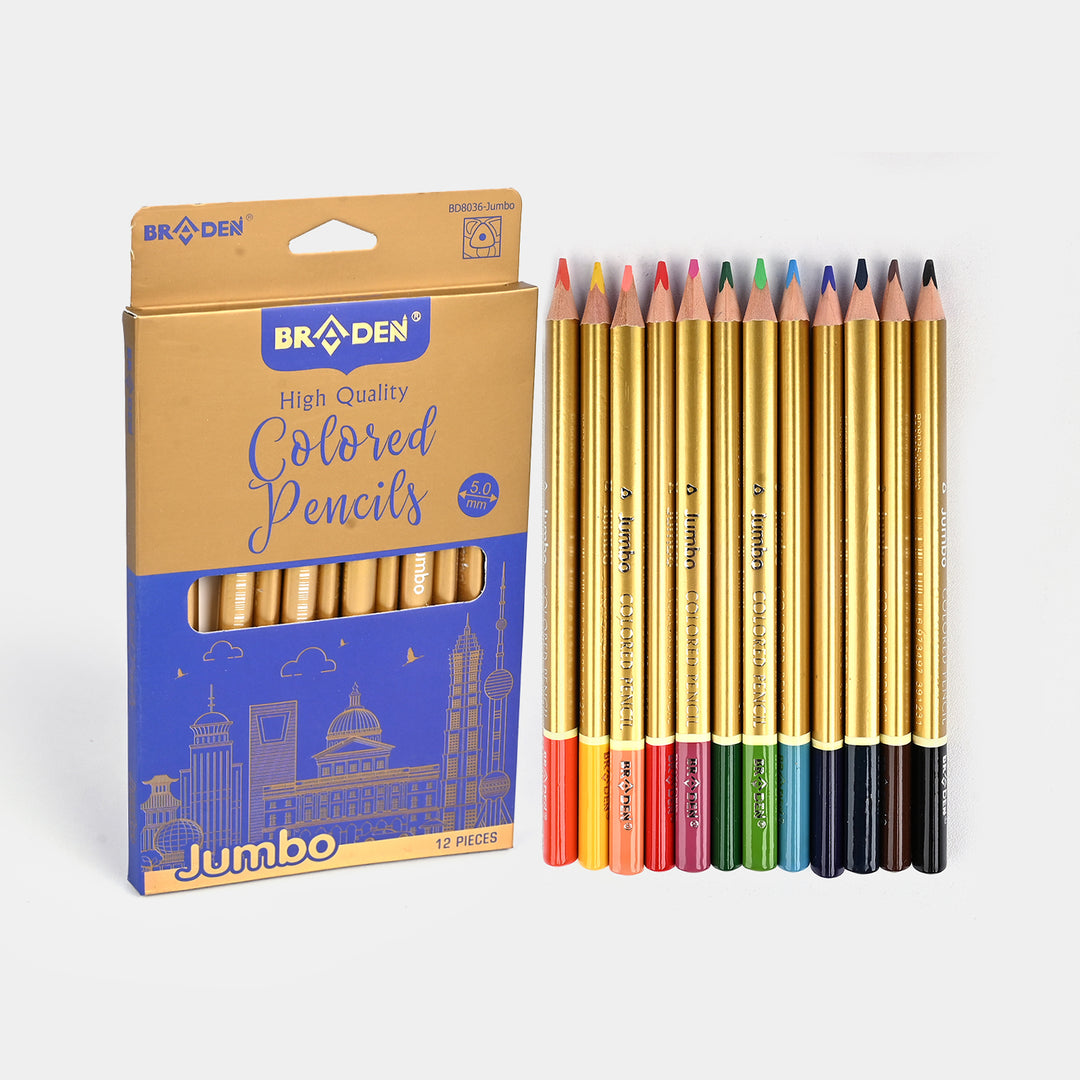 Braden Jumbo Color Pencils 12PCs For Kids
