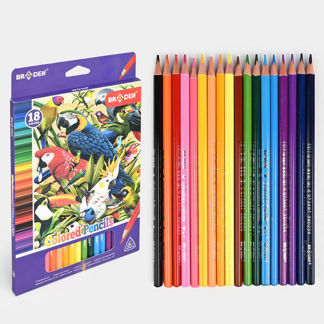 Braden Color Pencils 18PCs For Kids
