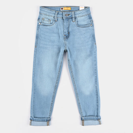 Boys Denim Stretch Pant Folded Hem 1 - Blue.Acid