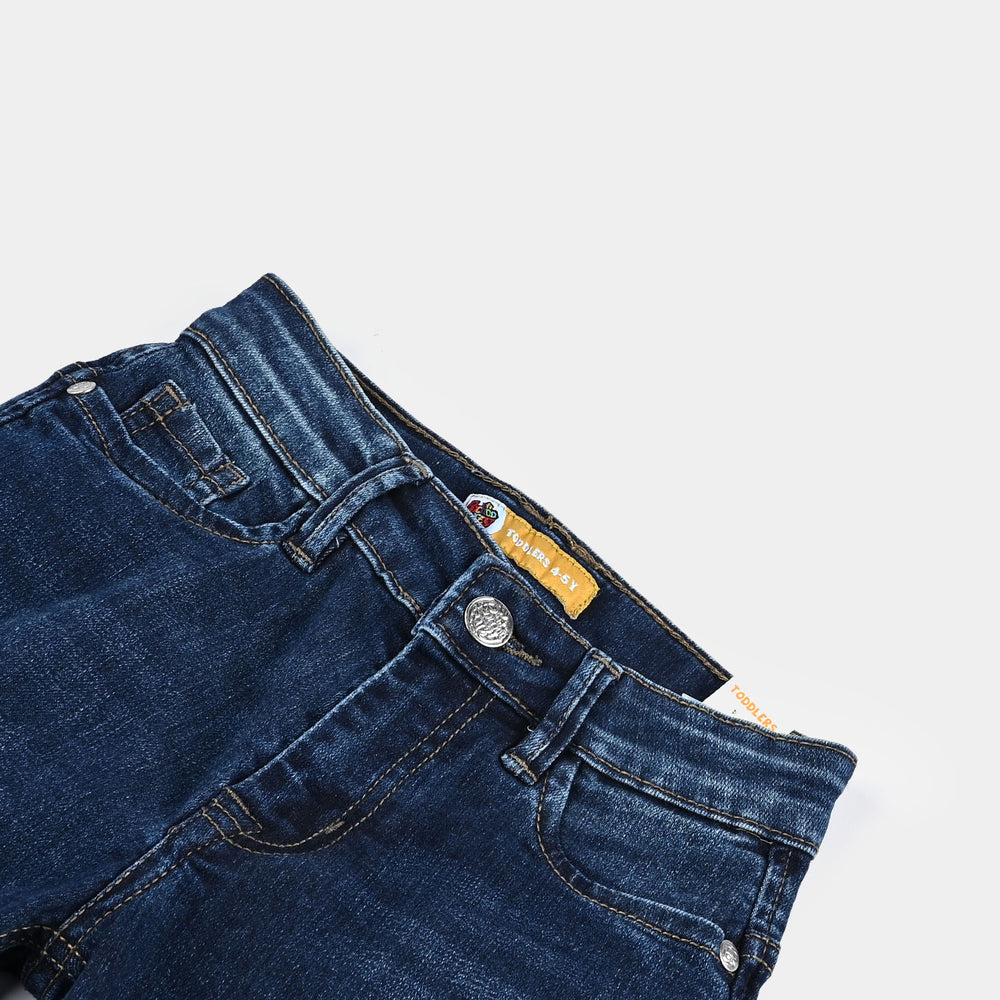 Boys Denim Stretch Pant Folded Hem 2 - DARK BLUE
