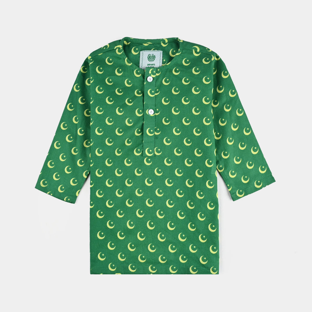 Infant Boys Printed Kurta (Azam-e-Pakistan)-GREEN