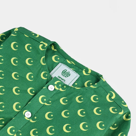 Infant Boys Printed Kurta (Azam-e-Pakistan)-GREEN