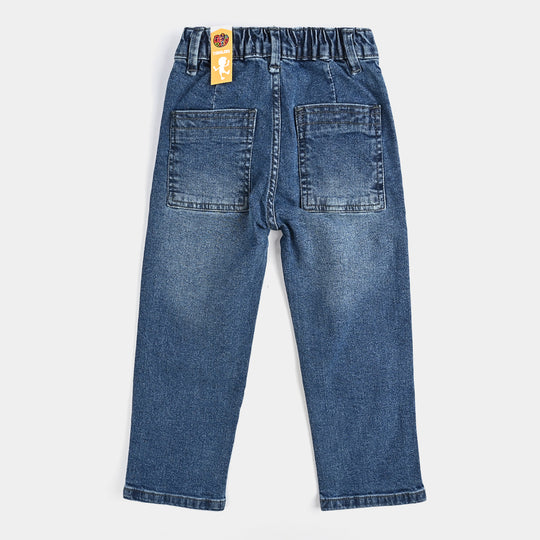 Boys Denim Stretch Pant Basic Straight Fit - Mid Blue