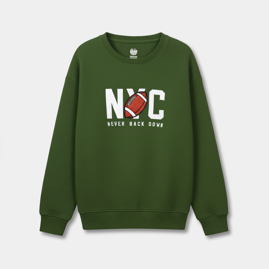 Boys Knitted Jacquard Sweatshirt (NYC) - Olive Green