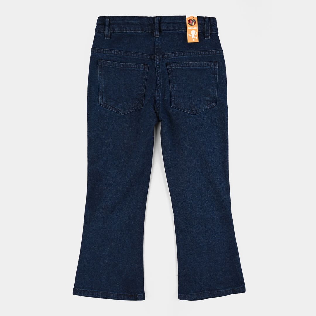 Girls Denim Stretch Pant Bootcut Pants-DARK BLUE