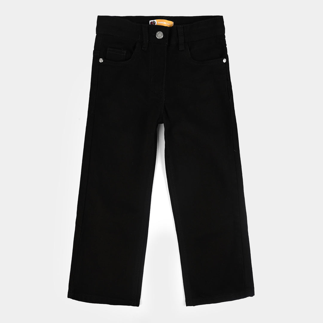 Girls Denim Stretch Pant Basic Wide Legs-BLACK