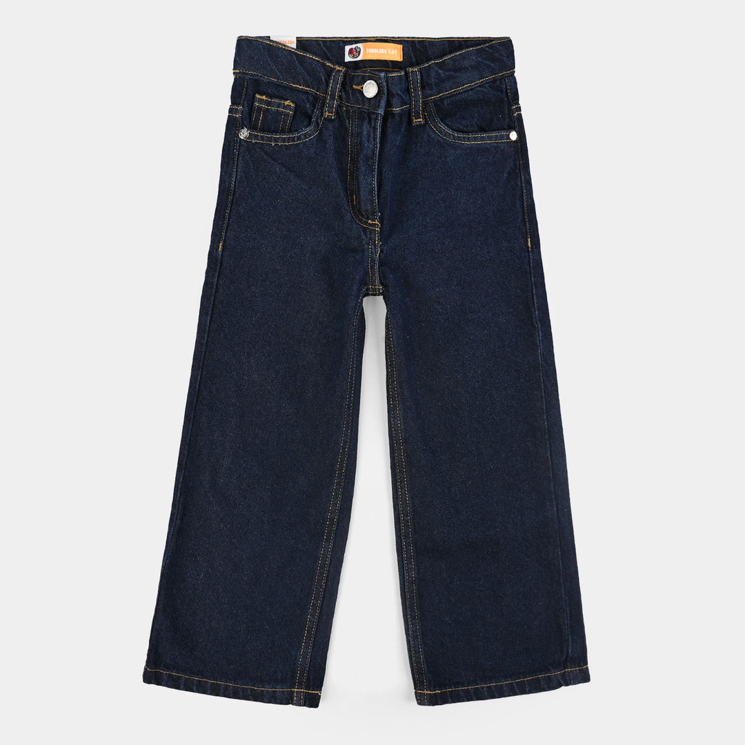 Girls Denim Stretch Pant Wide Leg-DARK BLUE