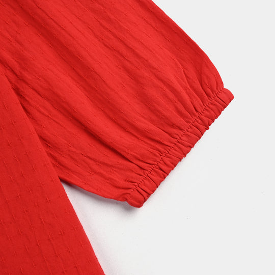 Girls Cotton Casual Top Fire - Red