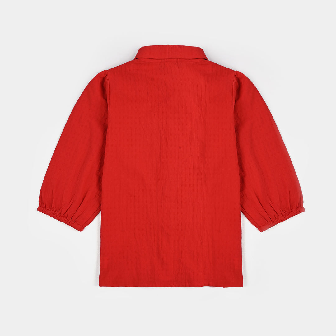 Girls Cotton Casual Top Fire - Red