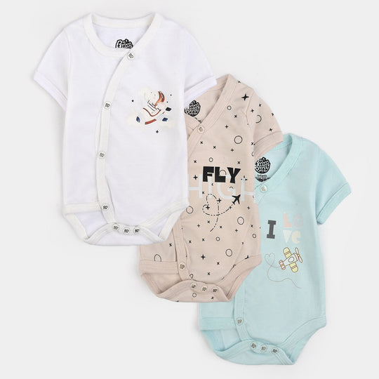 Pack Of 3 Infant Unisex Cotton Cut Design Rompers Set