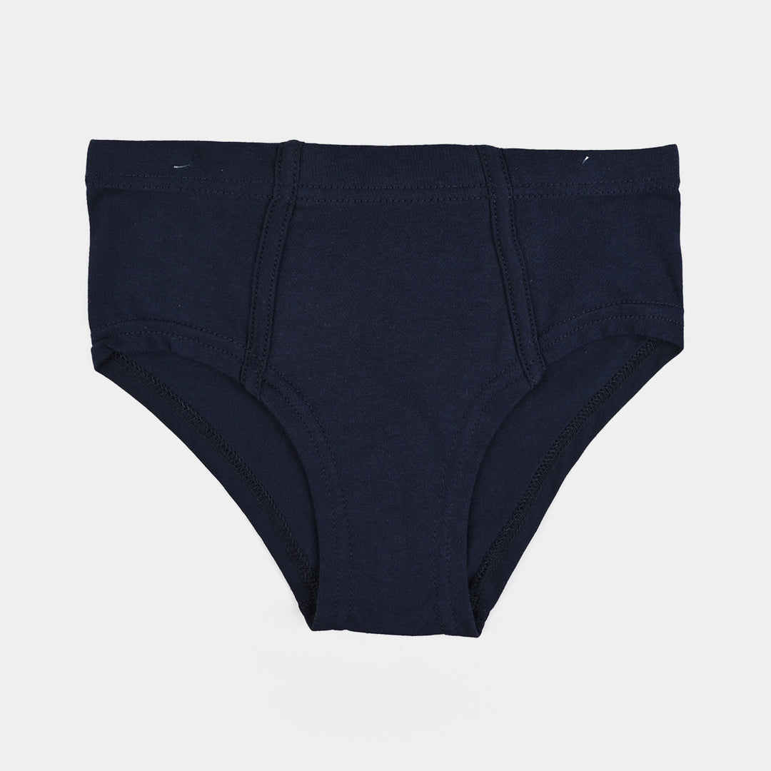 Boys Cotton Jersey Basic Brief - Pack Of 2 (White/Navy)