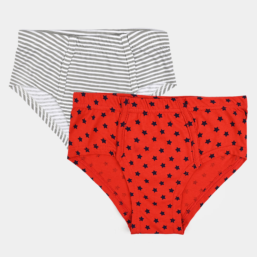 Boys Cotton Jersey Brief - Pack Of 2 (White/Red)