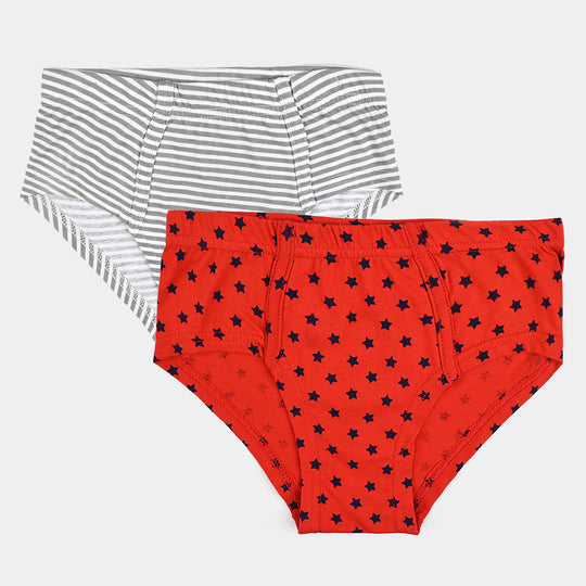 Boys Cotton Jersey Brief - Pack Of 2 (White/Red)