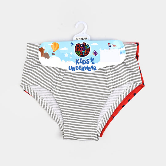 Boys Cotton Jersey Brief - Pack Of 2 (White/Red)