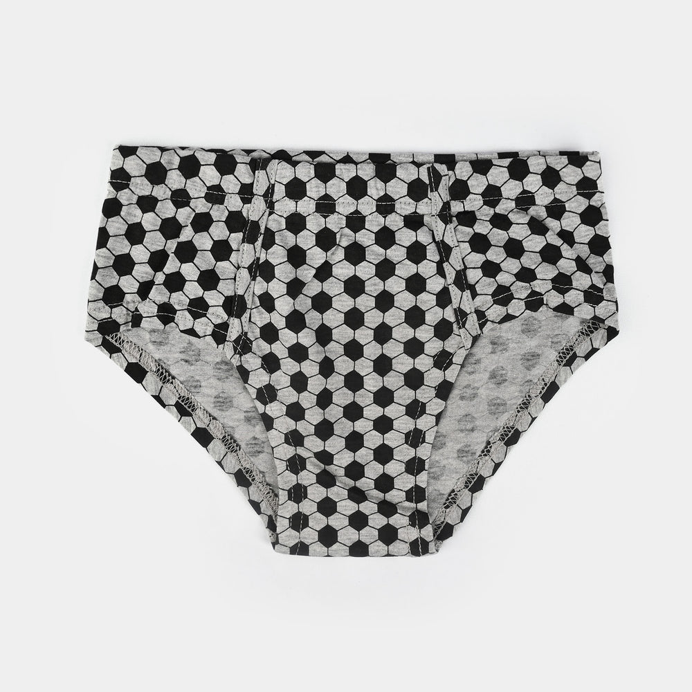 Boys Cotton Jersey Brief Football (Pack Of 2) - Citrus/H.Grey