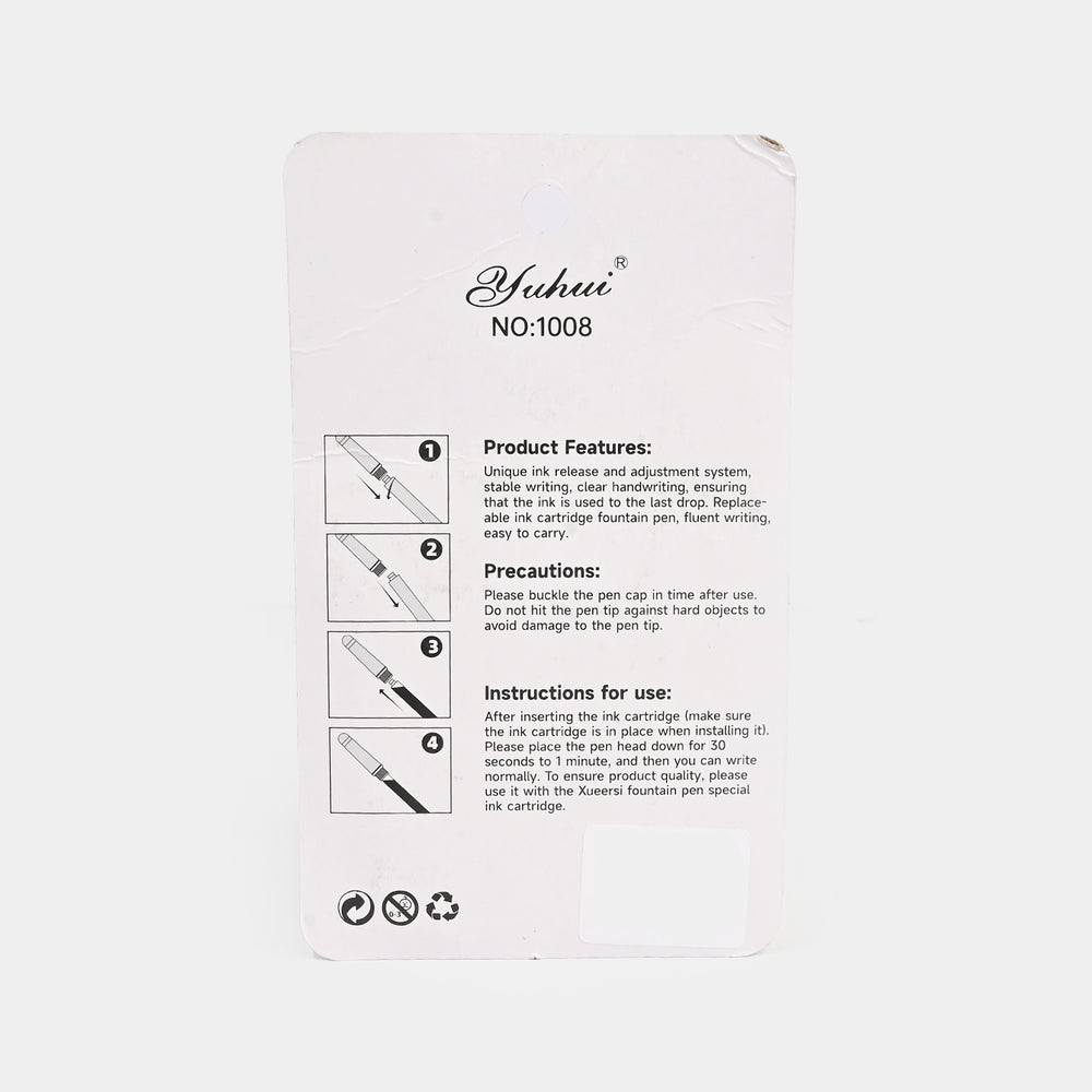 Elegant Fountain Pen With 8 Ink Cartridges