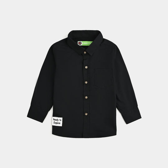 Infant Boys Cotton Shirt - Black