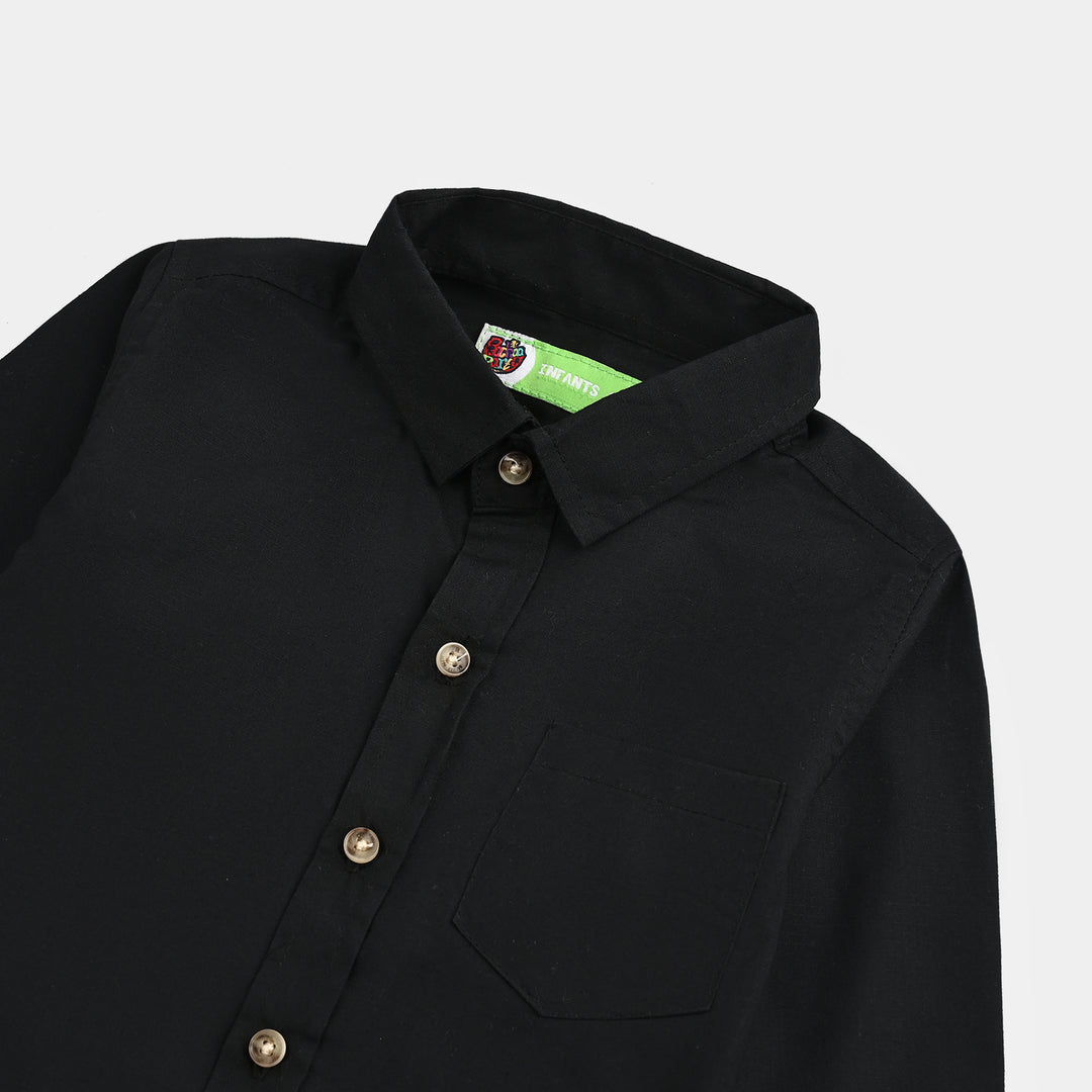Infant Boys Cotton Shirt - Black