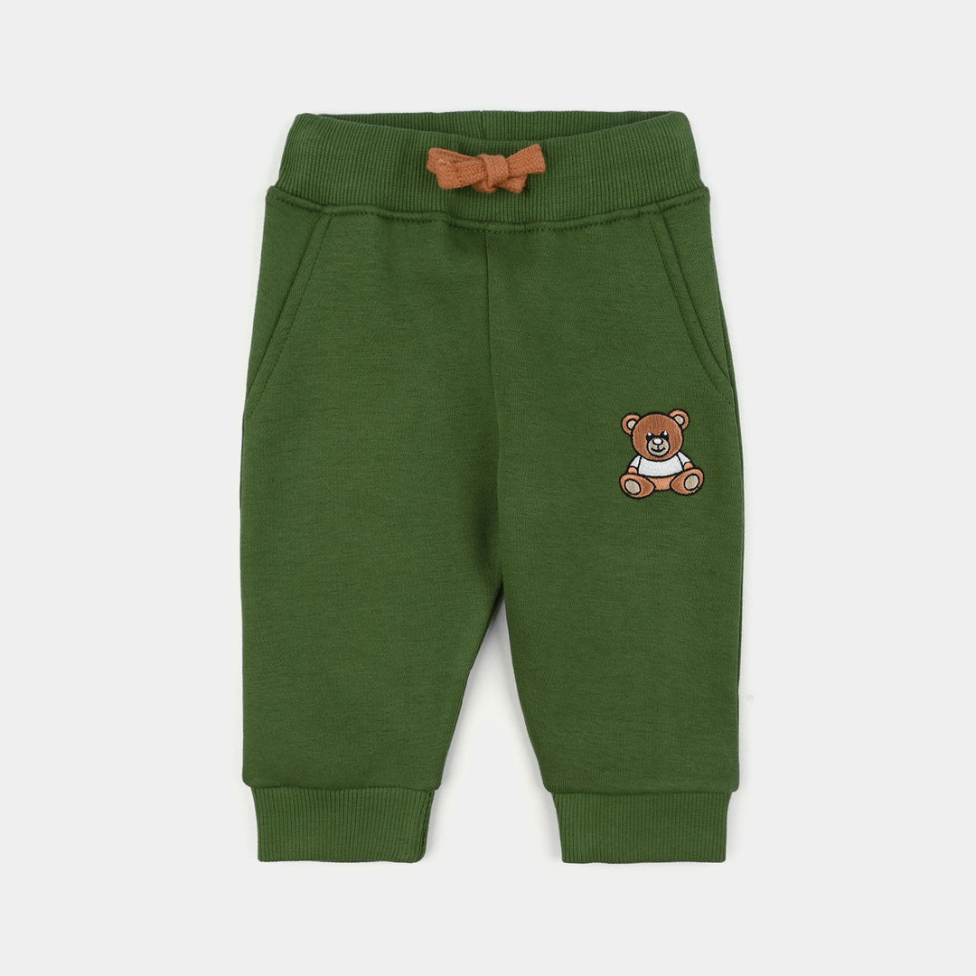 Infant Boys Fleece Pajama Bear - Olive Green
