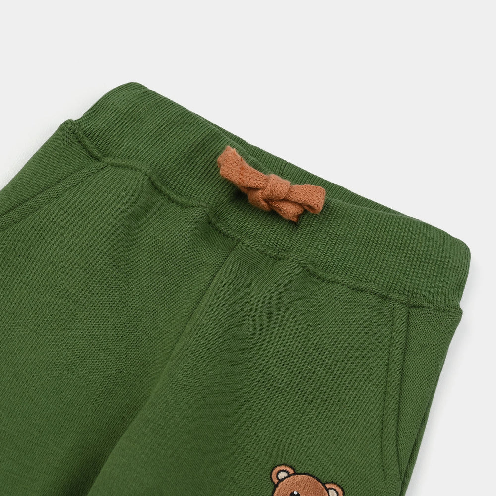Infant Boys Fleece Pajama Bear - Olive Green